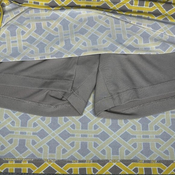 Susan Graver Skort Womens S Yellow Liquid Knit Geometric Pull On Stretch Pockets - Picture 6 of 11